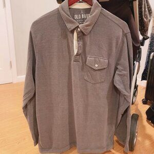 Old navy men’s long sleeve shirt size L gray polo style shirt top